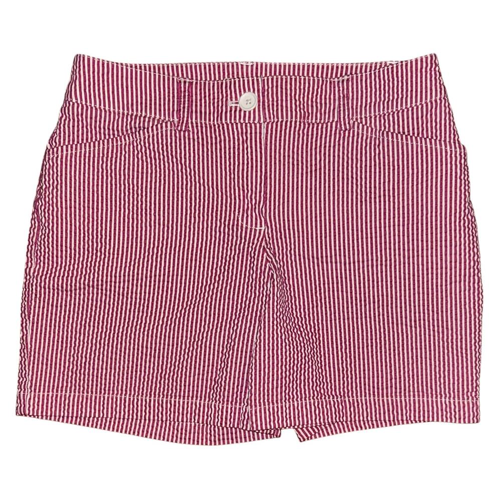 Jones New York Sport Mid-Rise Textured Stretch Pink & White Shorts Women's 4